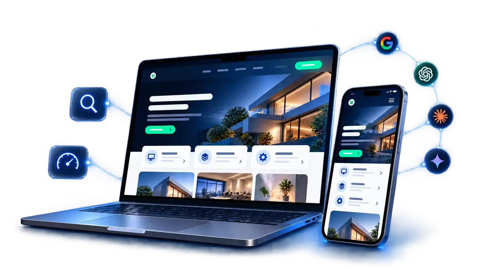 Diseño y desarrollo web moderno: interfaces visuales de alto impacto optimizadas para conversión y posicionamiento